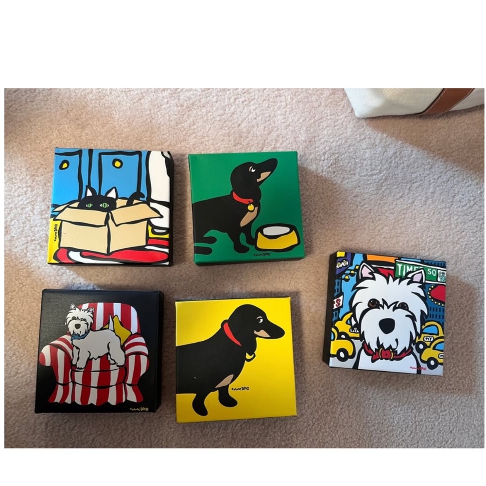 Canadian artist Marc Tetro Artwork 5 Available Dachshund Cat Art - Prints, 6x6"